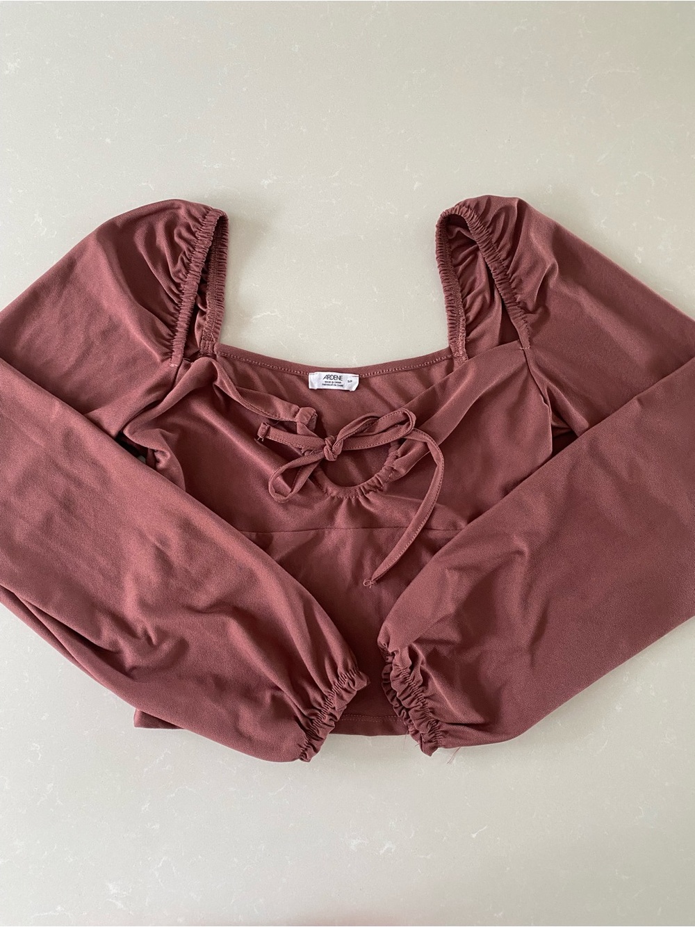 Ardene Mauve Long Sleeve Tie-Front Crop Top